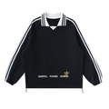 Contrast Striped Lapel Collar Sweatshirt