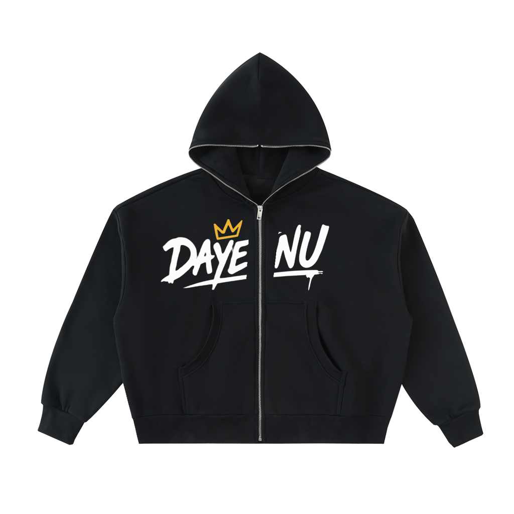 Fleeced Full-Zip Boxy Hoodie
