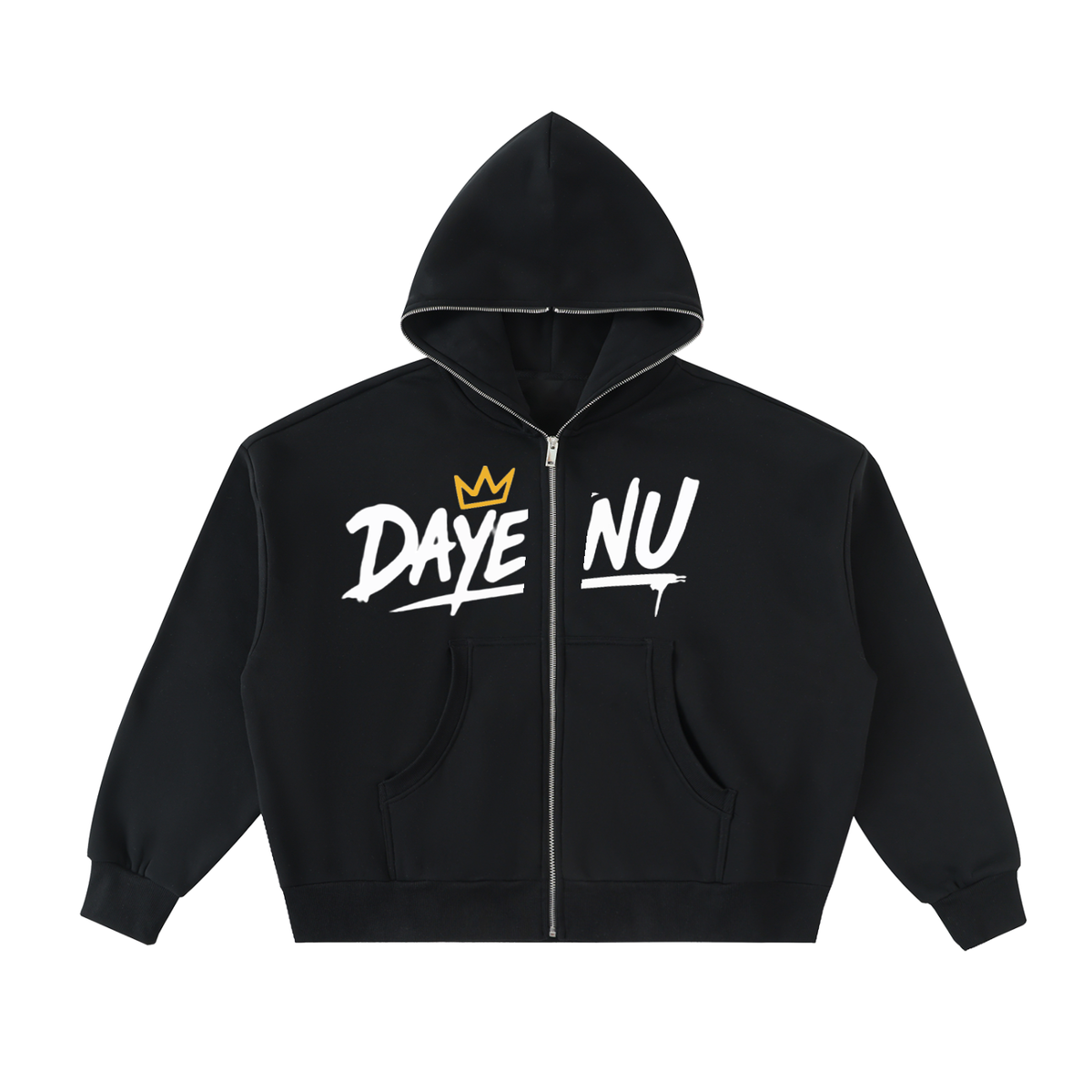 Fleeced Full-Zip Boxy Hoodie
