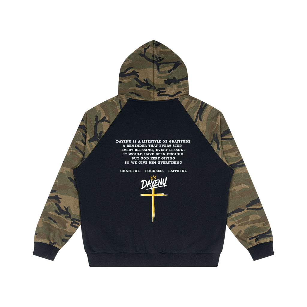 DAYENU Camo-Splice Raglan Zip Hoodie - Unisex