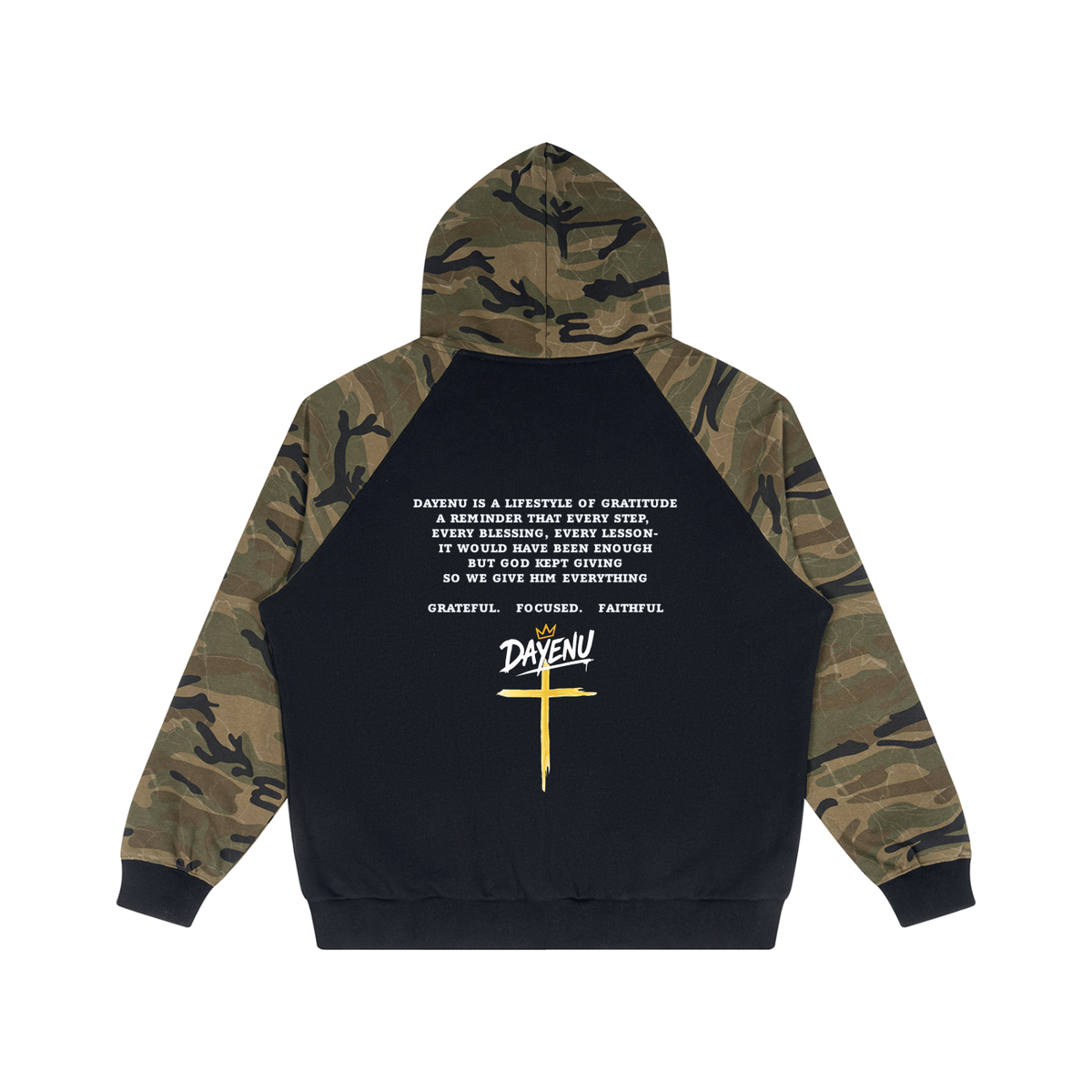 DAYENU Camo-Splice Raglan Zip Hoodie - Unisex