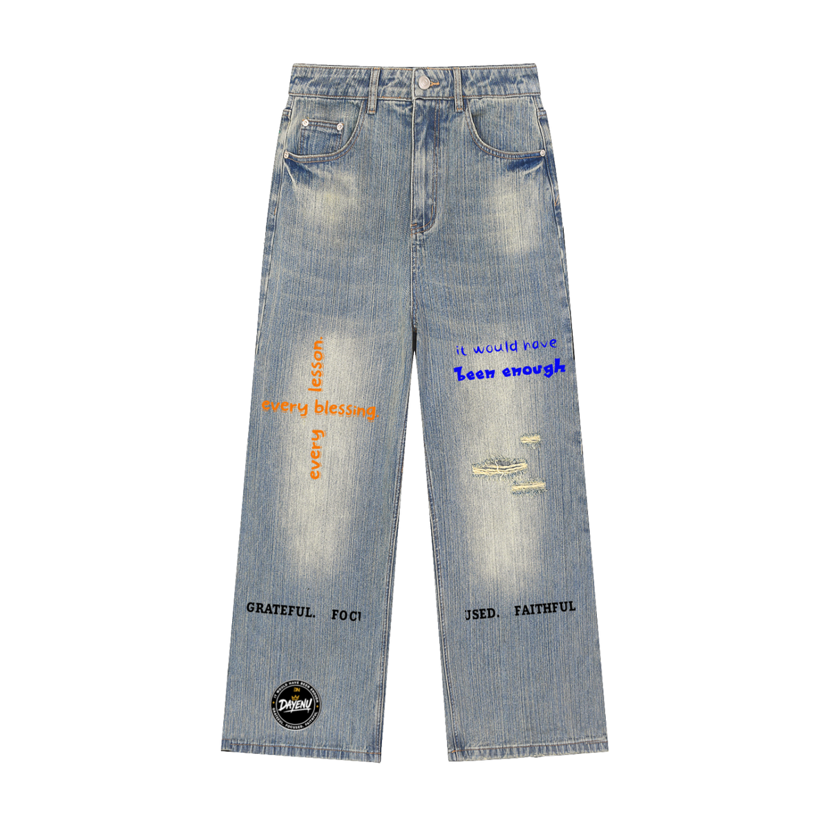 Vintage Wash Distressed Denim Jeans