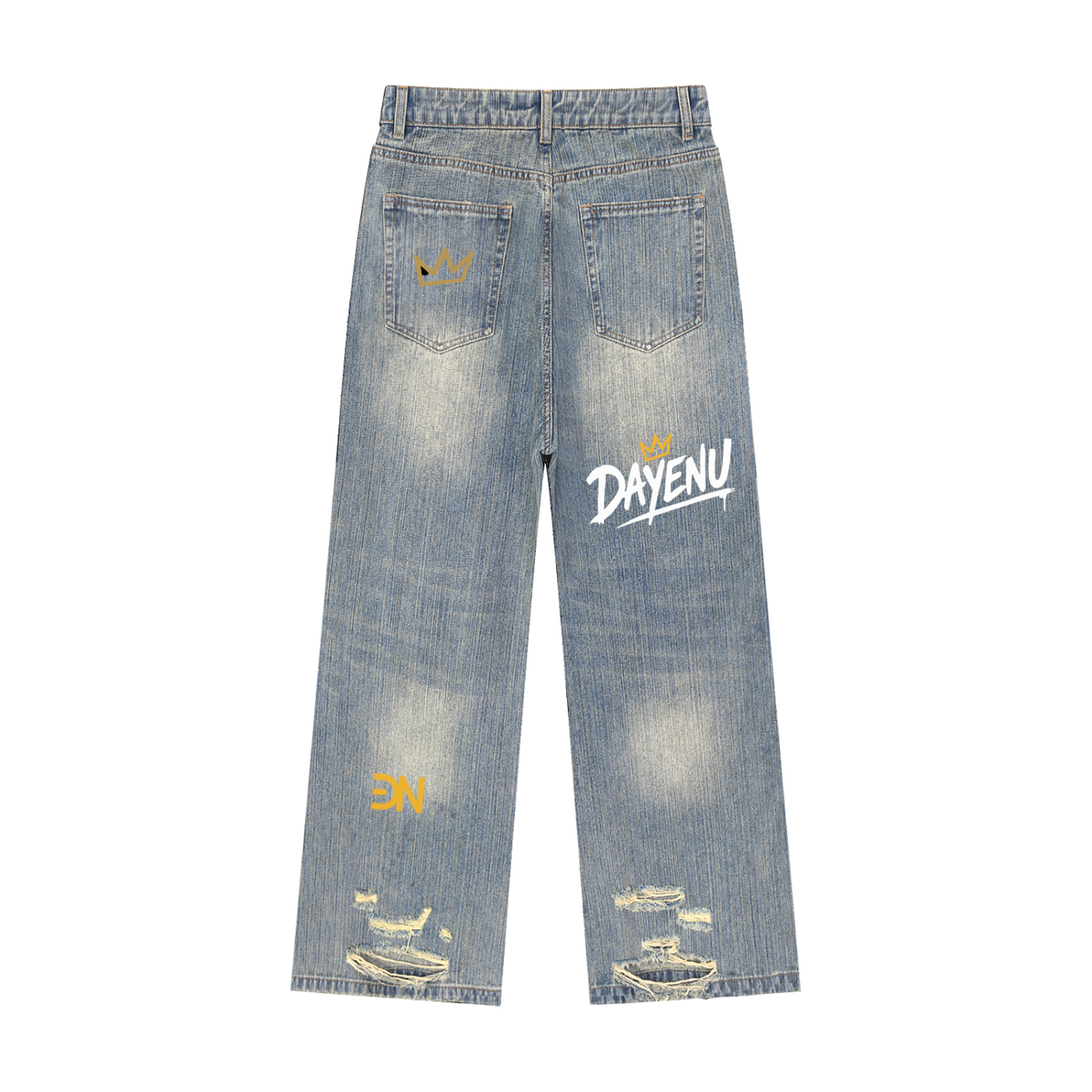 Vintage Wash Distressed Denim Jeans