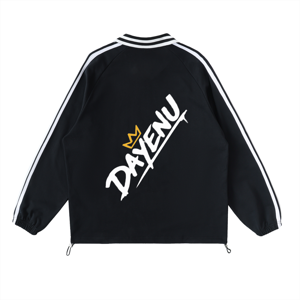 Contrast Striped Lapel Collar Sweatshirt